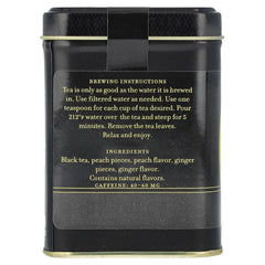 Harney & Sons Peaches & Ginger loose tea brewing in a cup, inviting fragrance and flavor.