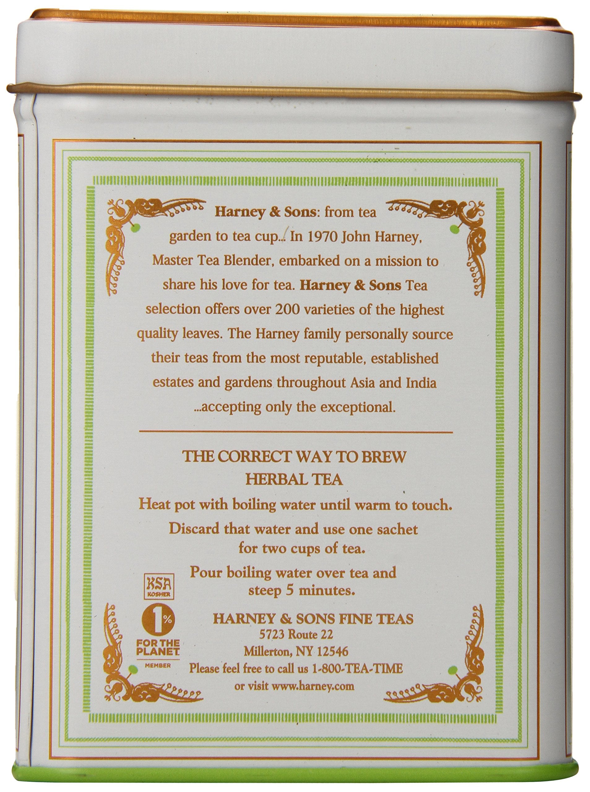 Brewing steps for Harney and Sons Peppermint Tea: pour hot water for best flavor.