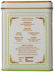 Harney and Sons Peppermint Tea cup after steep showing crisp flavor.