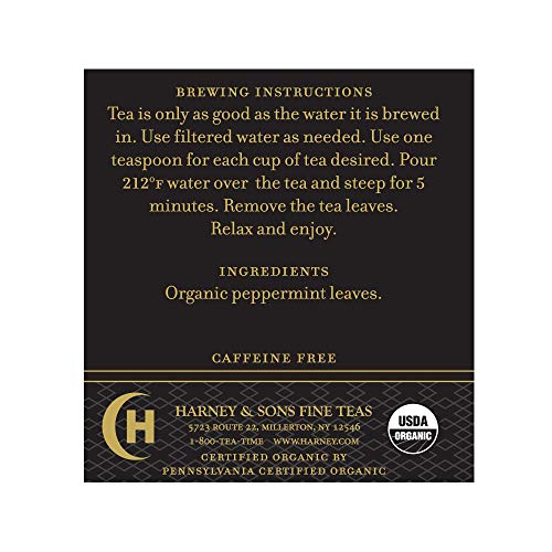 Loose-leaf peppermint tea by Harney & Sons brewing hot or iced.