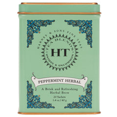 Harney & Sons peppermint tin front, crisp and aromatic tisane.