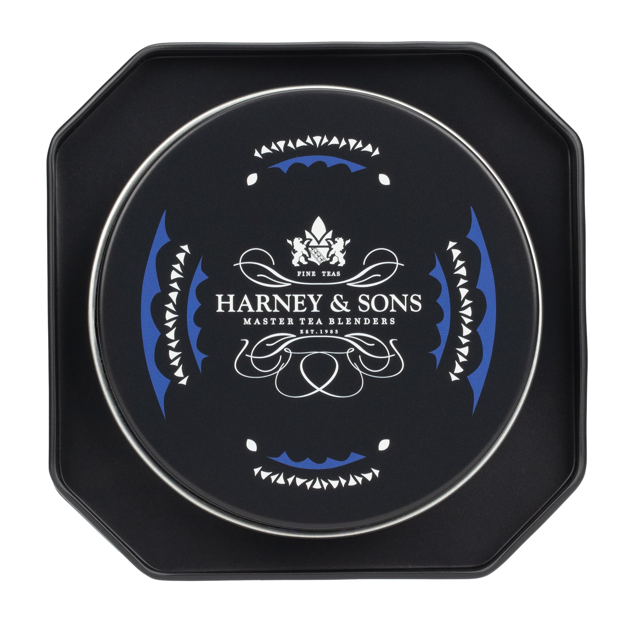 1% for the Planet badge on Harney & Sons tin signals eco commitment