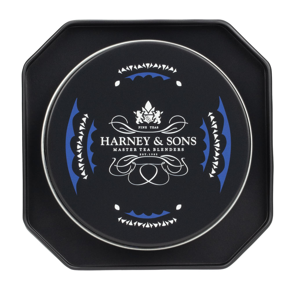 1% for the Planet badge on Harney & Sons tin signals eco commitment