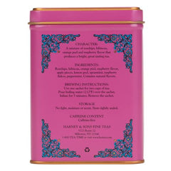 Harney & Sons Raspberry Tea in a glass teapot releasing rich aroma.