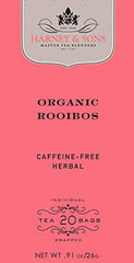Harney & Sons Rooibos herbal tea packaging highlighting premium organic ingredients