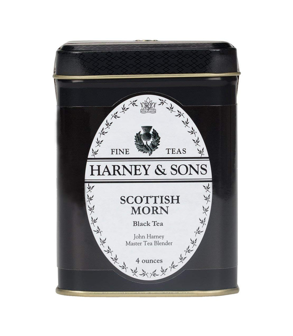 Harney & Sons Scottish Morn loose tea in tin, bold flavor great with milk.