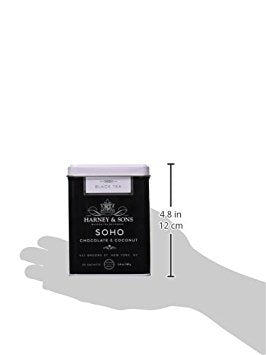 Harney & Sons SoHo Tea tin closeup highlights light, nutty sweetness in each serving.