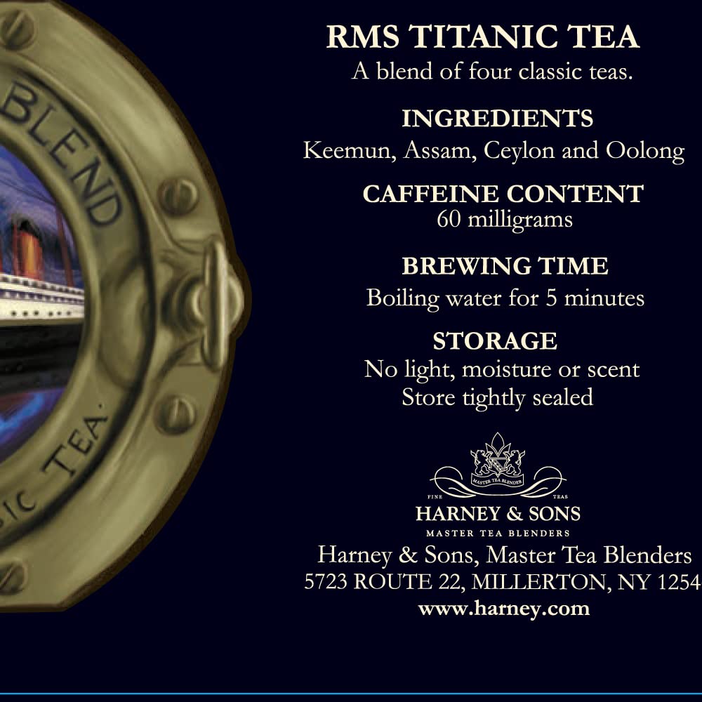 Harney and Sons Titanic blend highlights Keemun and Formosa Oolong flavors