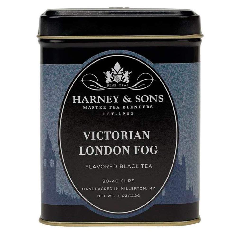 Close-up of Harney & Sons Victorian London Fog loose leaf tea ready to brew