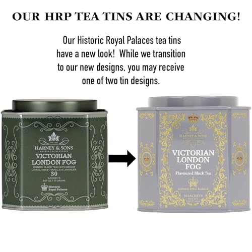 Packaging closeup of Victorian London Fog sachets for quick brew.