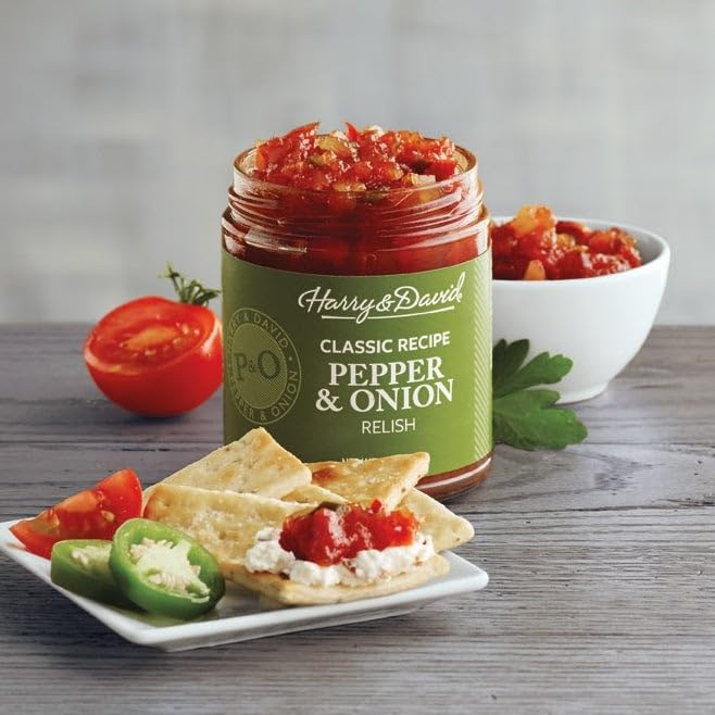 Harry & David Classic Pepper & Onion Relish jar in a gift basket