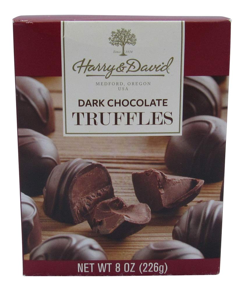 Harry & David dark chocolate truffles gift box with six flavors for gourmet gifting