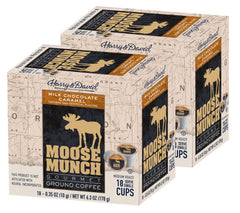 Close-up of Moose Munch coffee cups beans showing 100% Arabica quality.