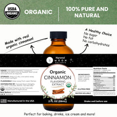 Harvest Moon Delights cinnamon extract bottle pour for warm drinks.