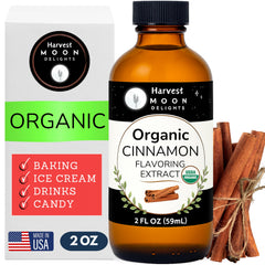Harvest Moon Delights cinnamon extract bottle for baking and flavoring.