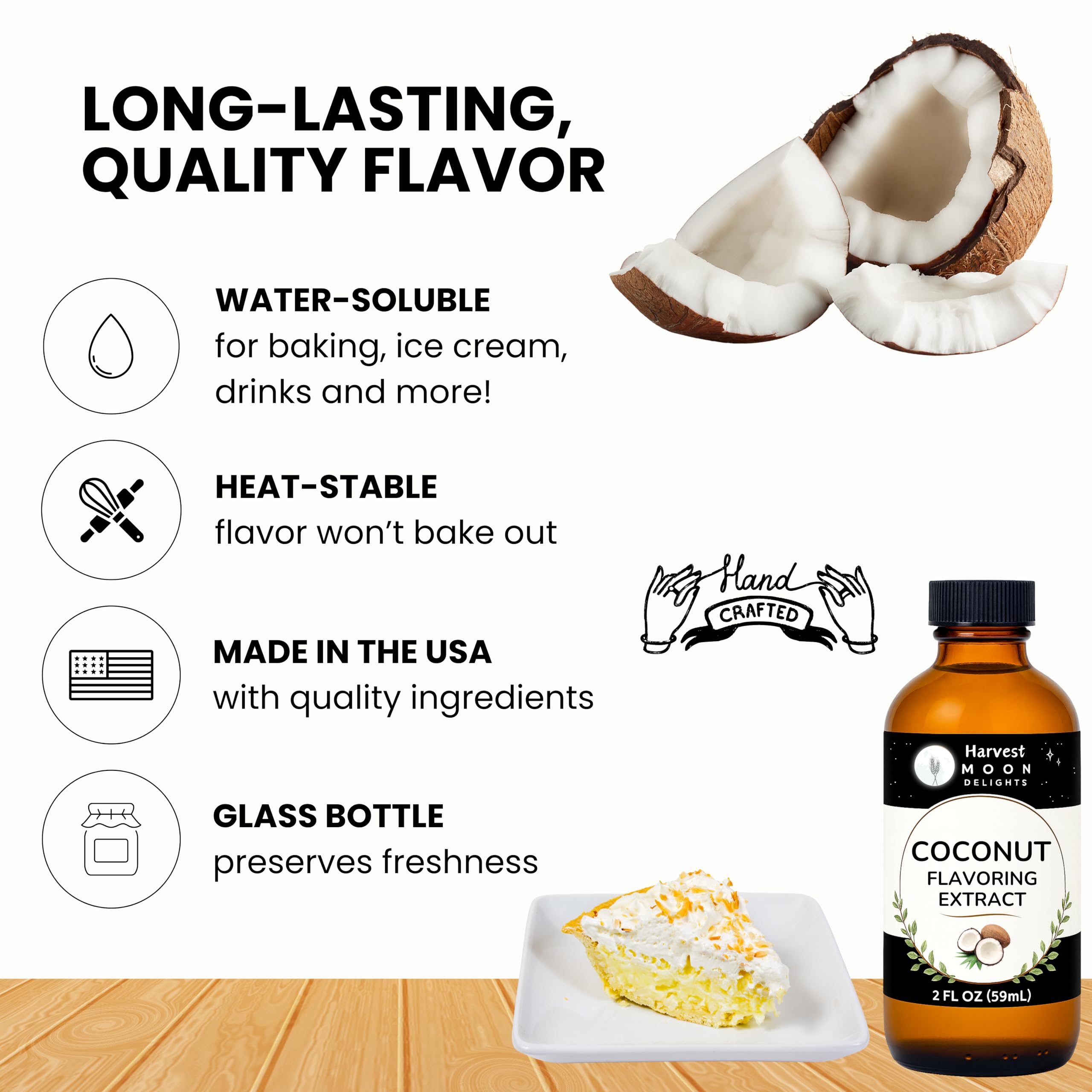 Harvest Moon Delights coconut extract baking uses illustrate versatile flavor for cookies and cakes.