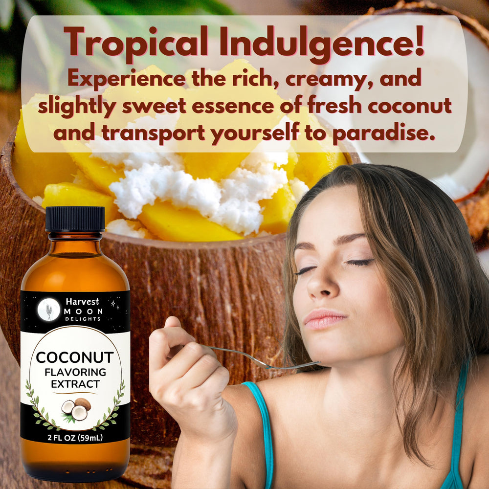 Harvest Moon Delights coconut extract in coffee shows convenient flavor boost in mornings.