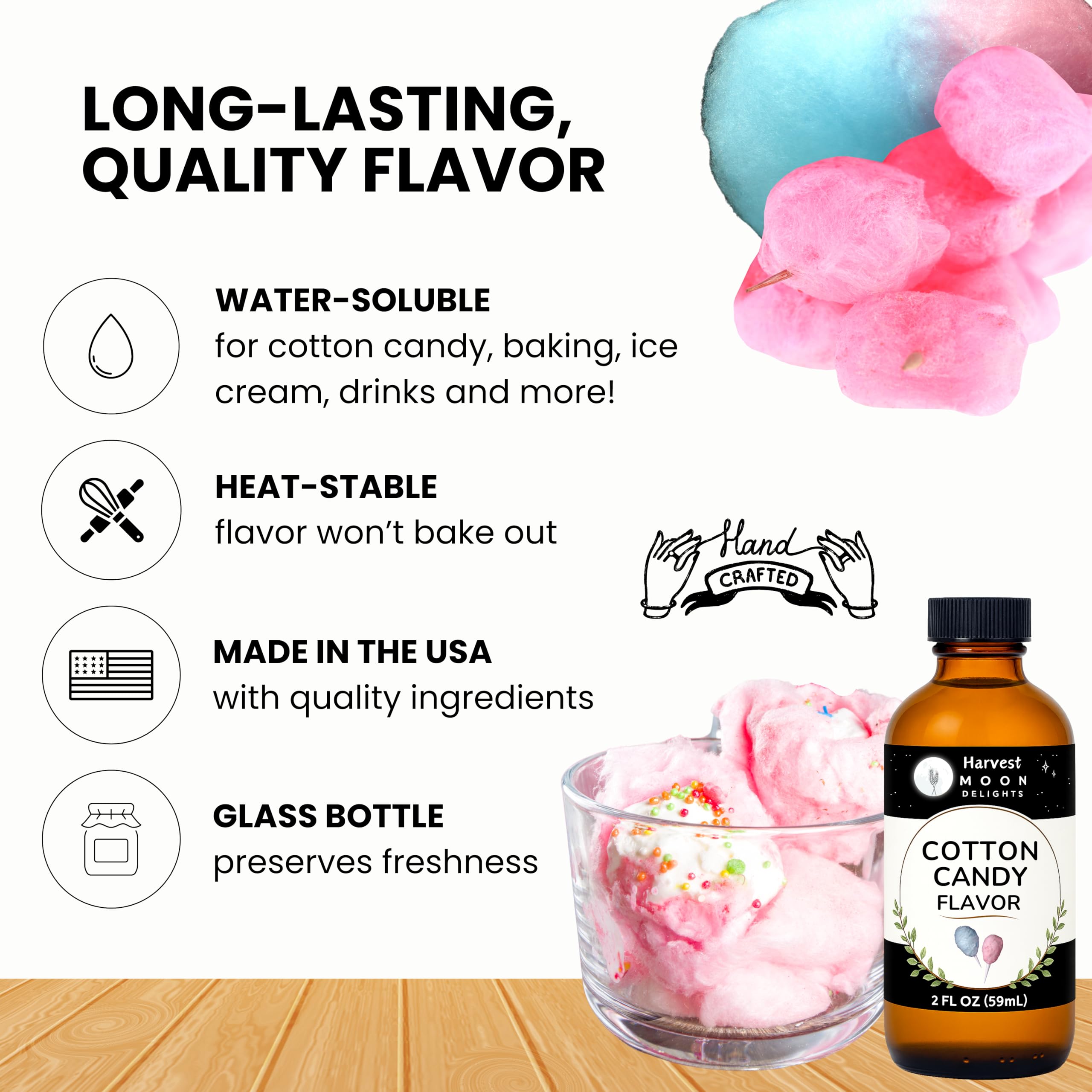Harvest Moon Delights cotton candy flavoring baking jar ready for recipe prep