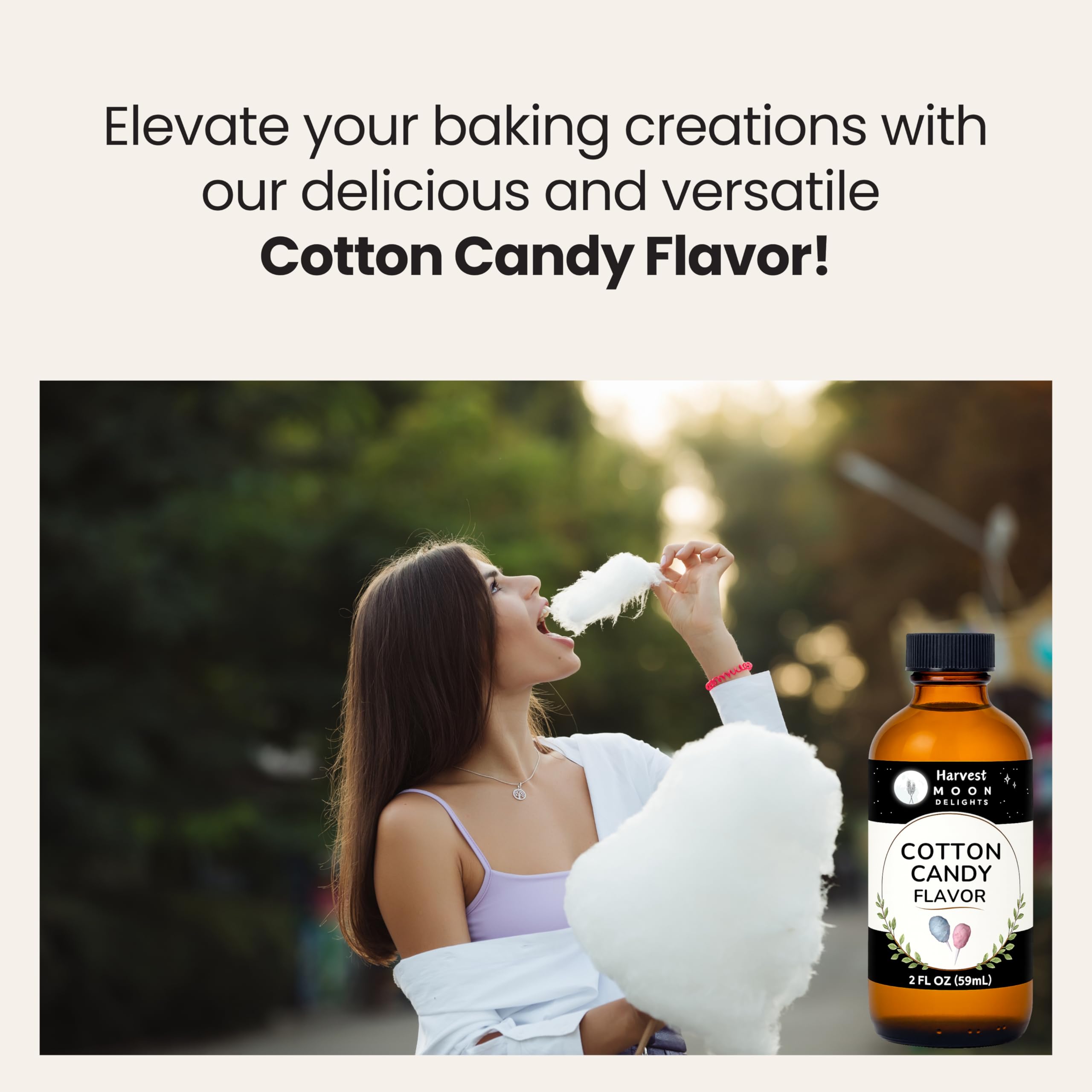 Harvest Moon Delights cotton candy flavoring on kitchen counter ready to flavor