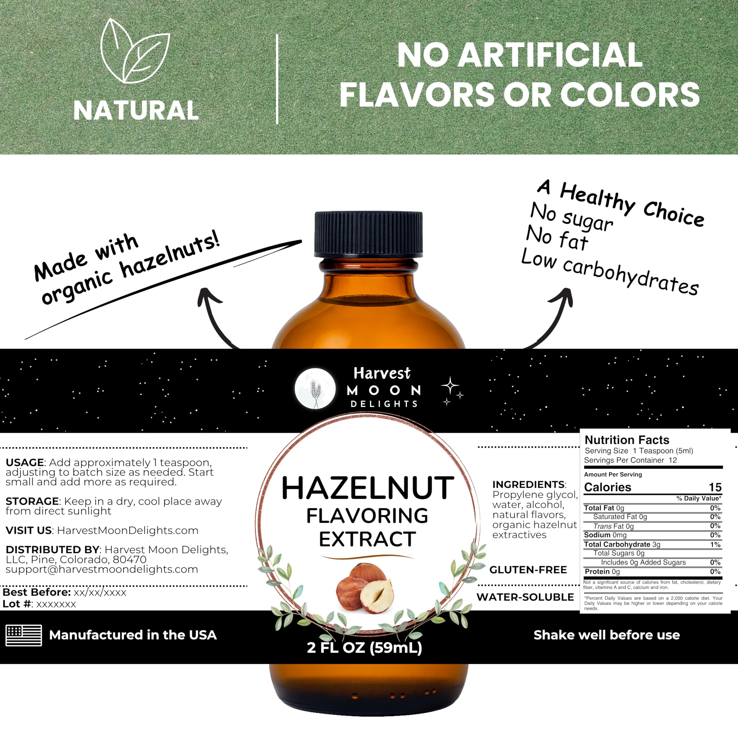 Harvest Moon Delights hazelnut extract in a coffee cup for elevated aroma