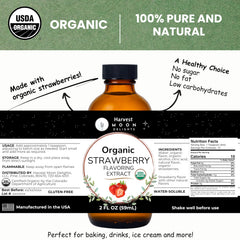 Harvest Moon Delights organic strawberry extract label highlights non-GMO and gluten-free credentials