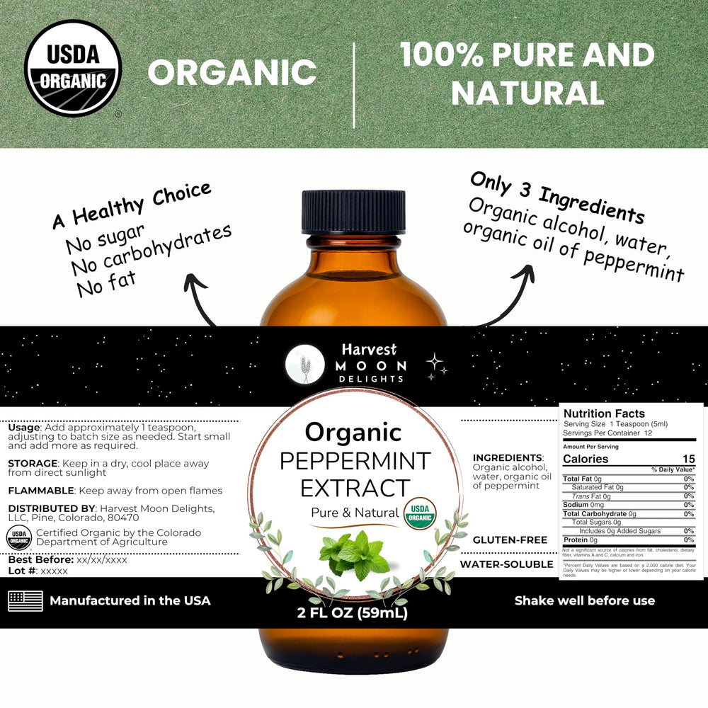 Harvest Moon Delights peppermint extract drops ideal for candies and desserts
