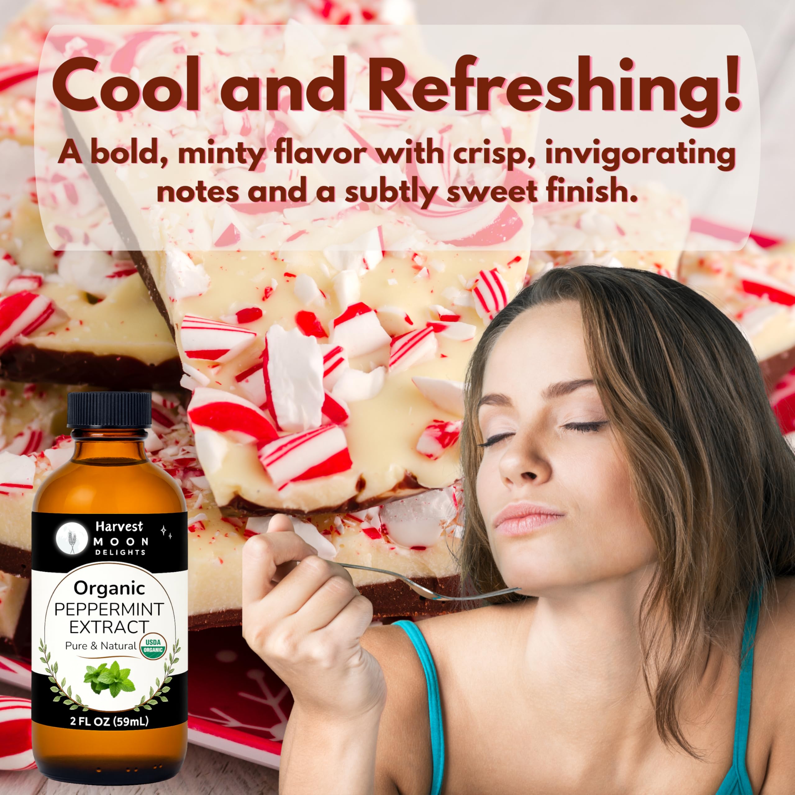 Harvest Moon Delights peppermint extract glass bottle preserves fresh mint aroma