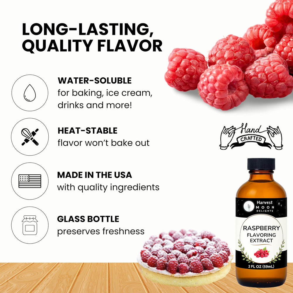 A batter is whisked with Harvest Moon Delights raspberry extract for dessert richness