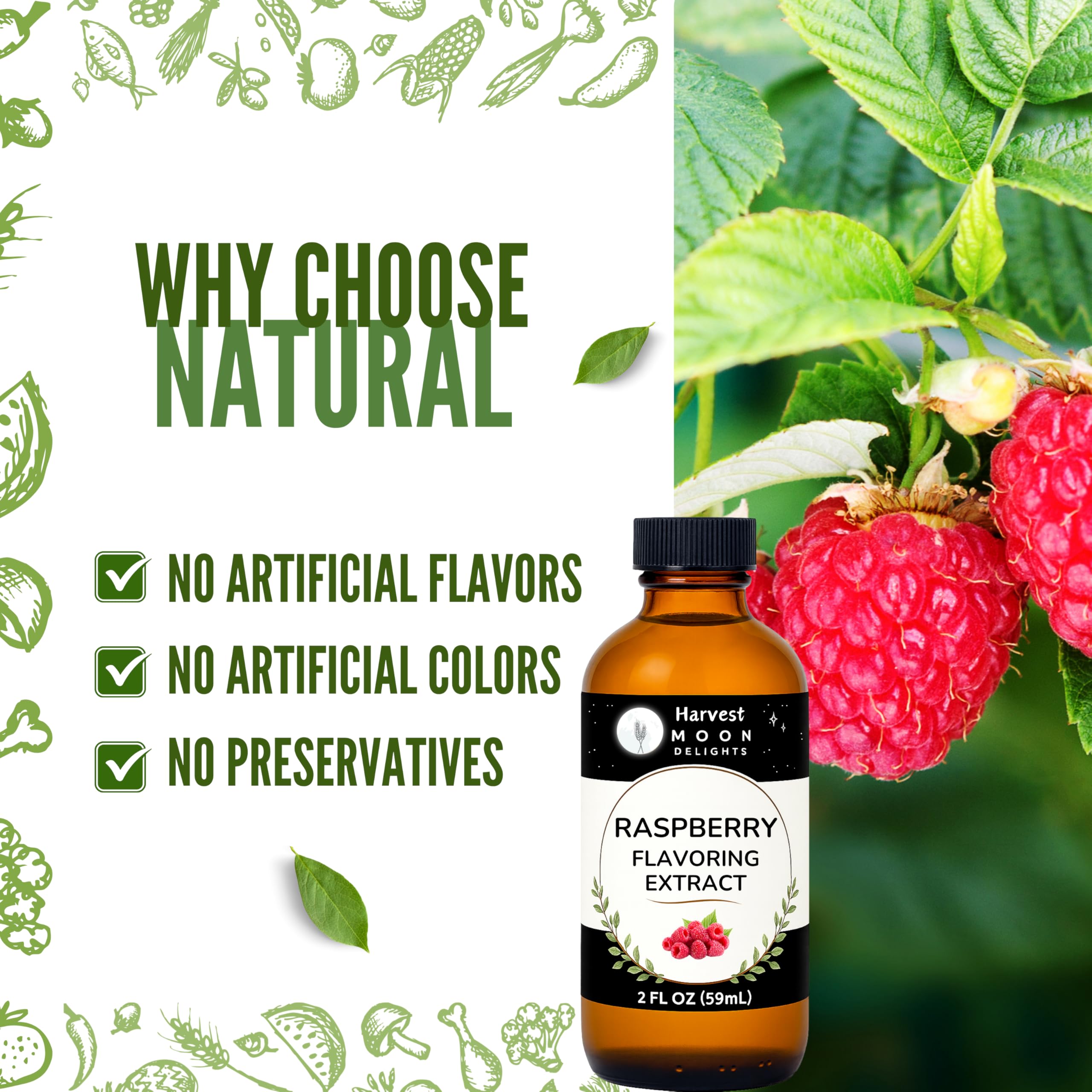 Creamy ice cream swirled with Harvest Moon Delights raspberry flavoring