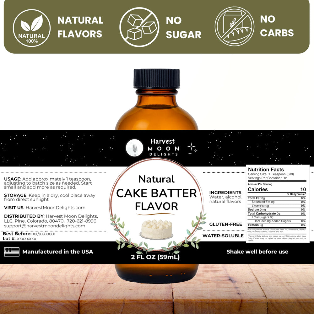 Harvest Moon Delights water-soluble flavor being poured for sugar-free recipes