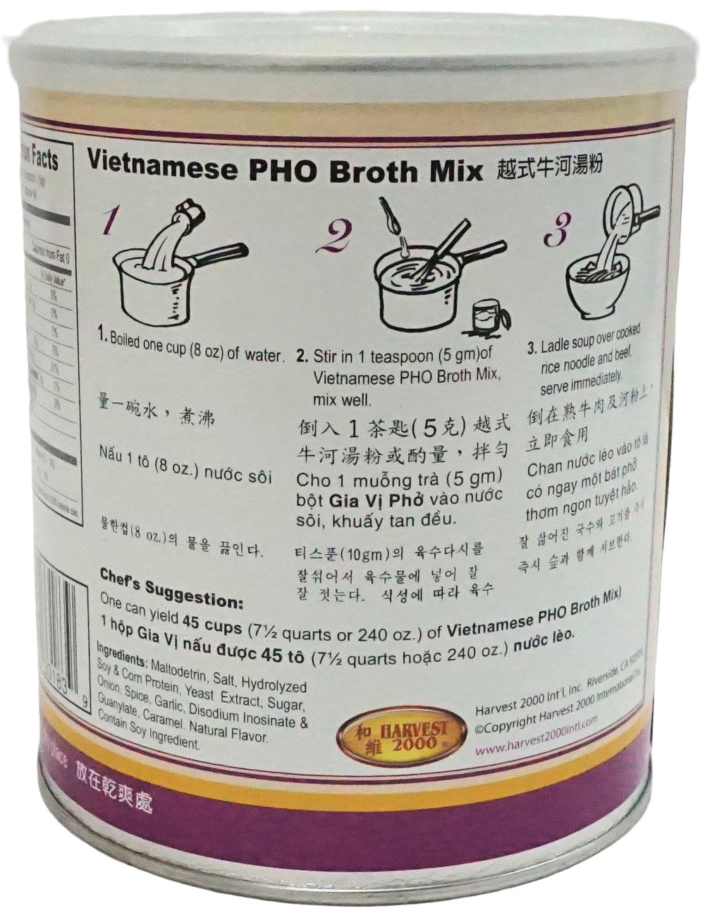 Bowl of pho made with Harvest 2000 Pho Broth Mix ready to enjoy.