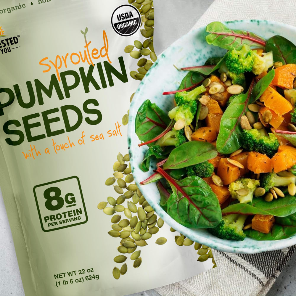Harvested For You pumpkin seeds salad topping; adds texture and nutrition to greens.