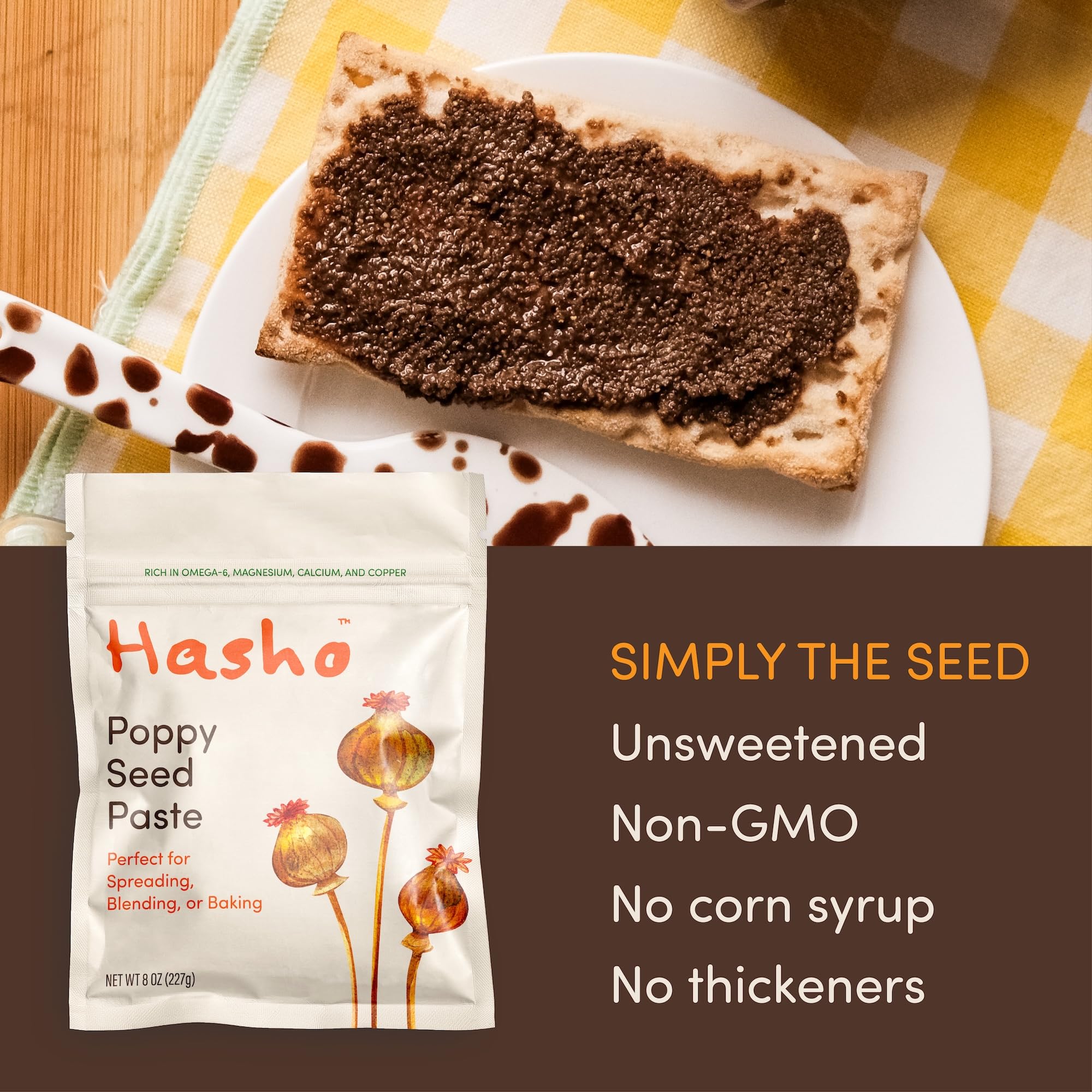 Hasho vegan-friendly poppy seed paste adds versatility to any kitchen.