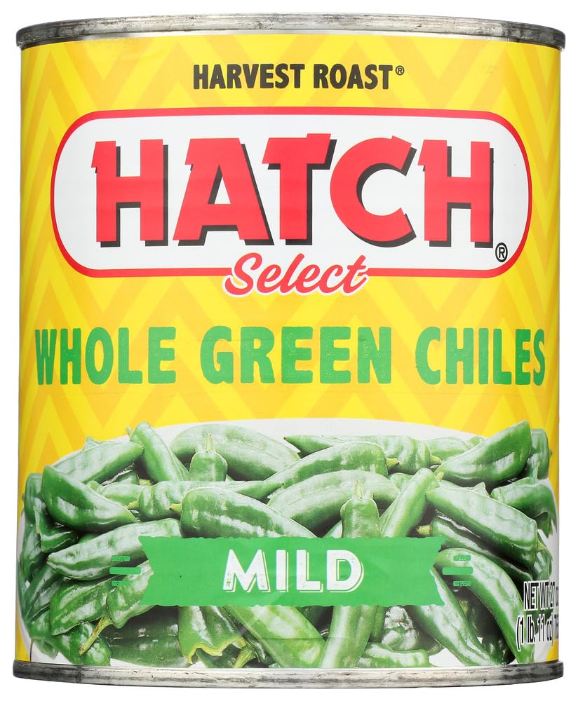 Hatch Chili Company Hatch Whole Green Chilies, front view, perfect for salsas and stews.