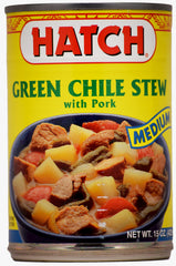 Hatch Farms Hatch Green Chile Stew with Pork in a steaming bowl, ready for a quick comforting meal.