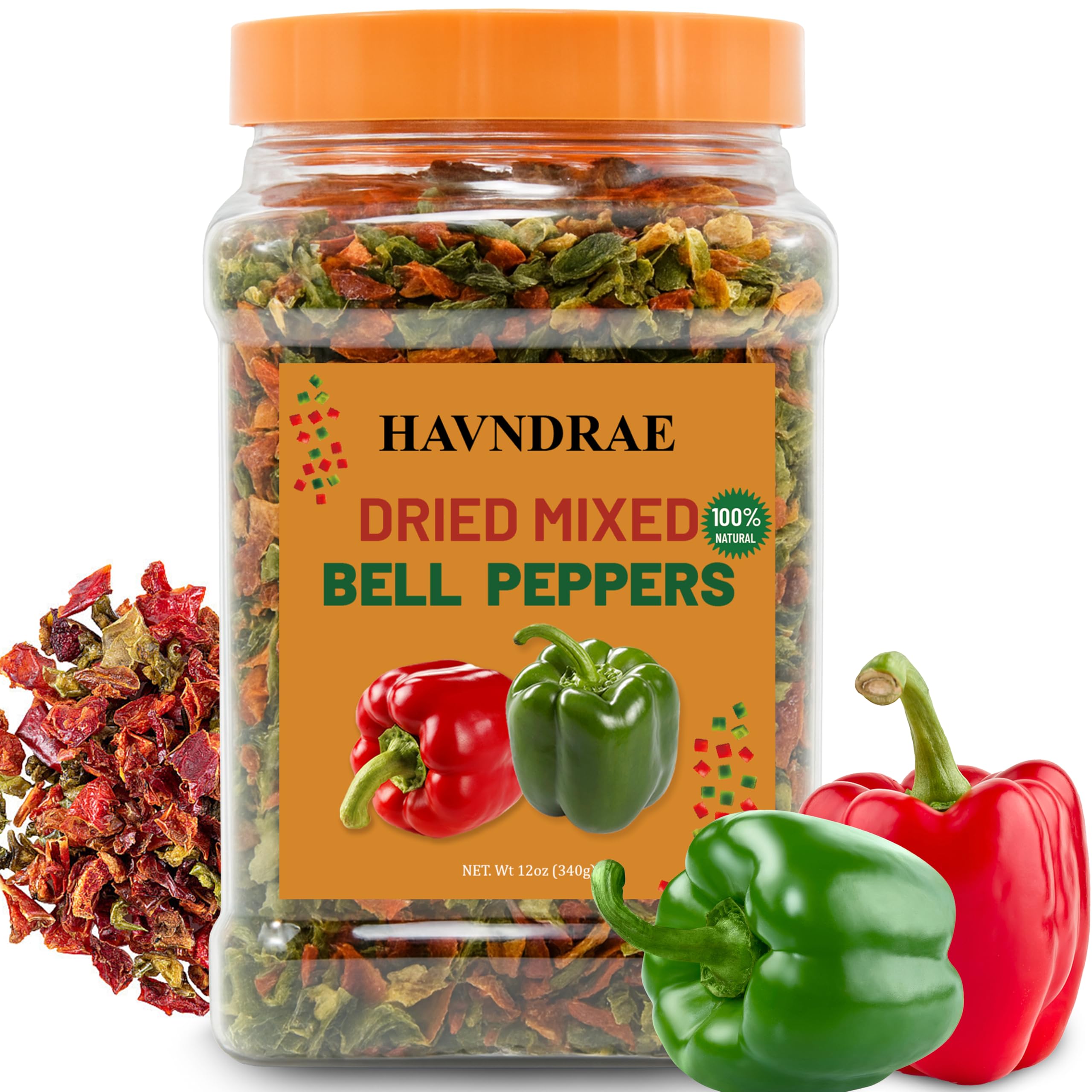 HAVNDRAE bell peppers mix jar closeup shows vibrant color for soups and sauces