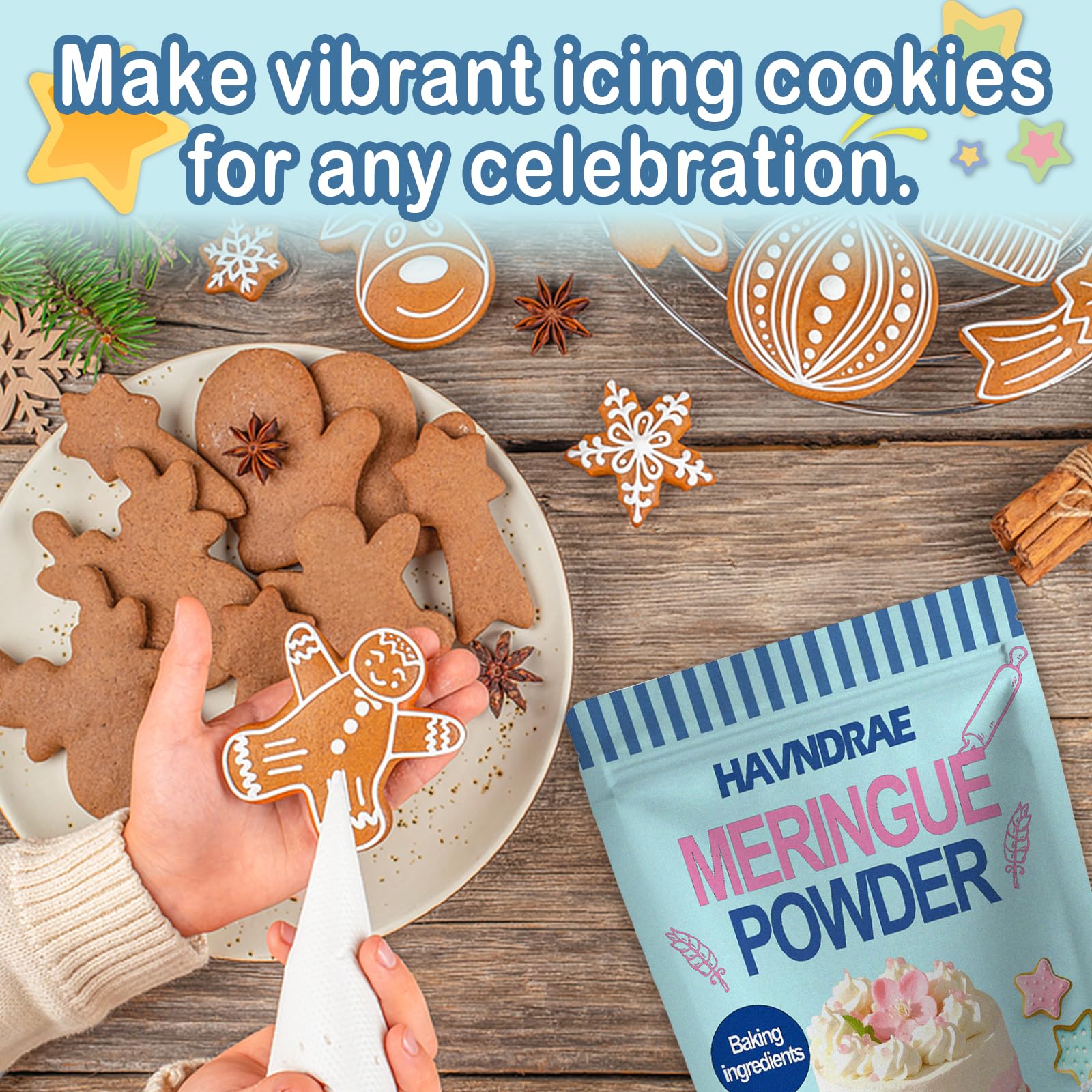Gingerbread house decorated with HAVNDRAE icing using reliable powder.