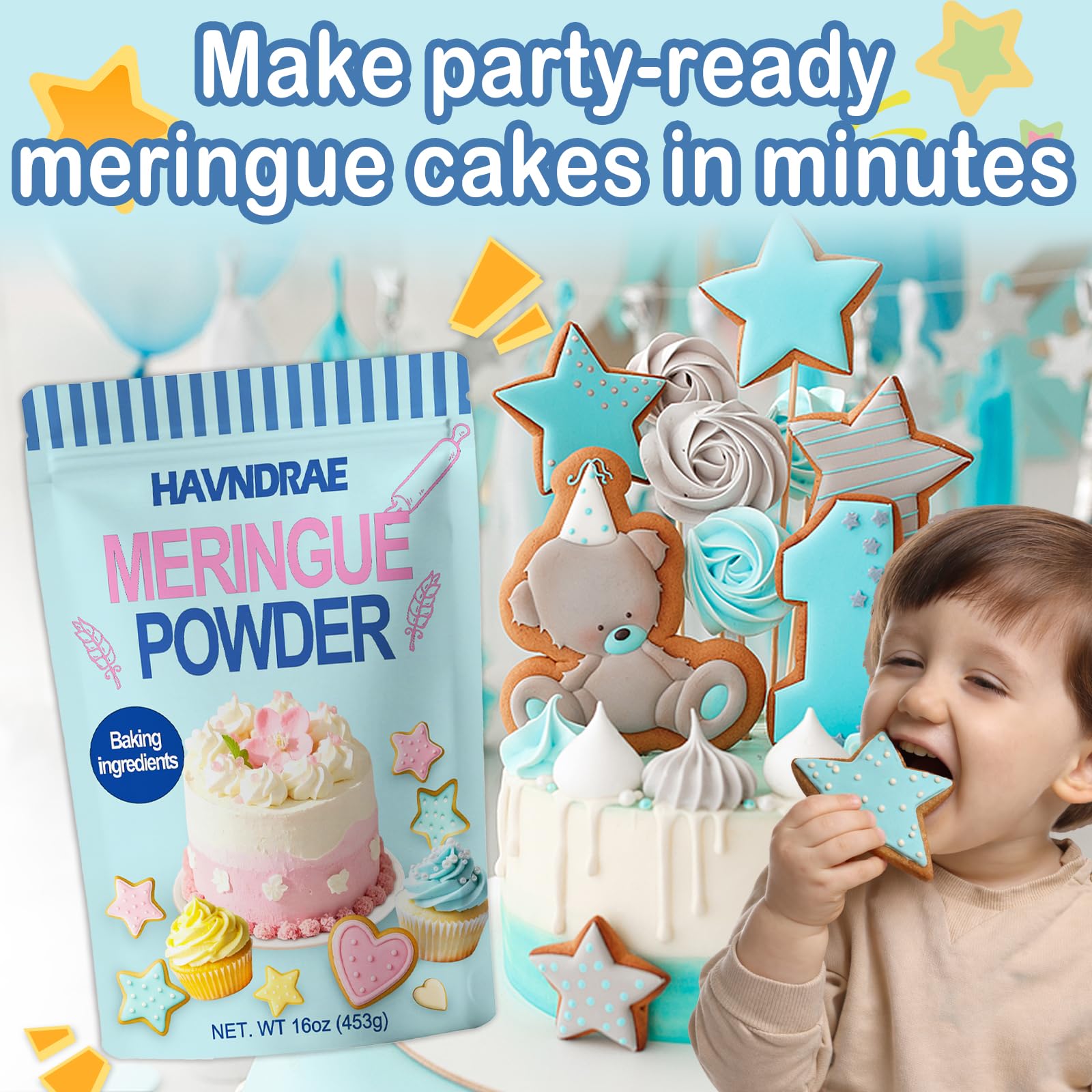 Pantry storage of HAVNDRAE meringue powder at room temperature.