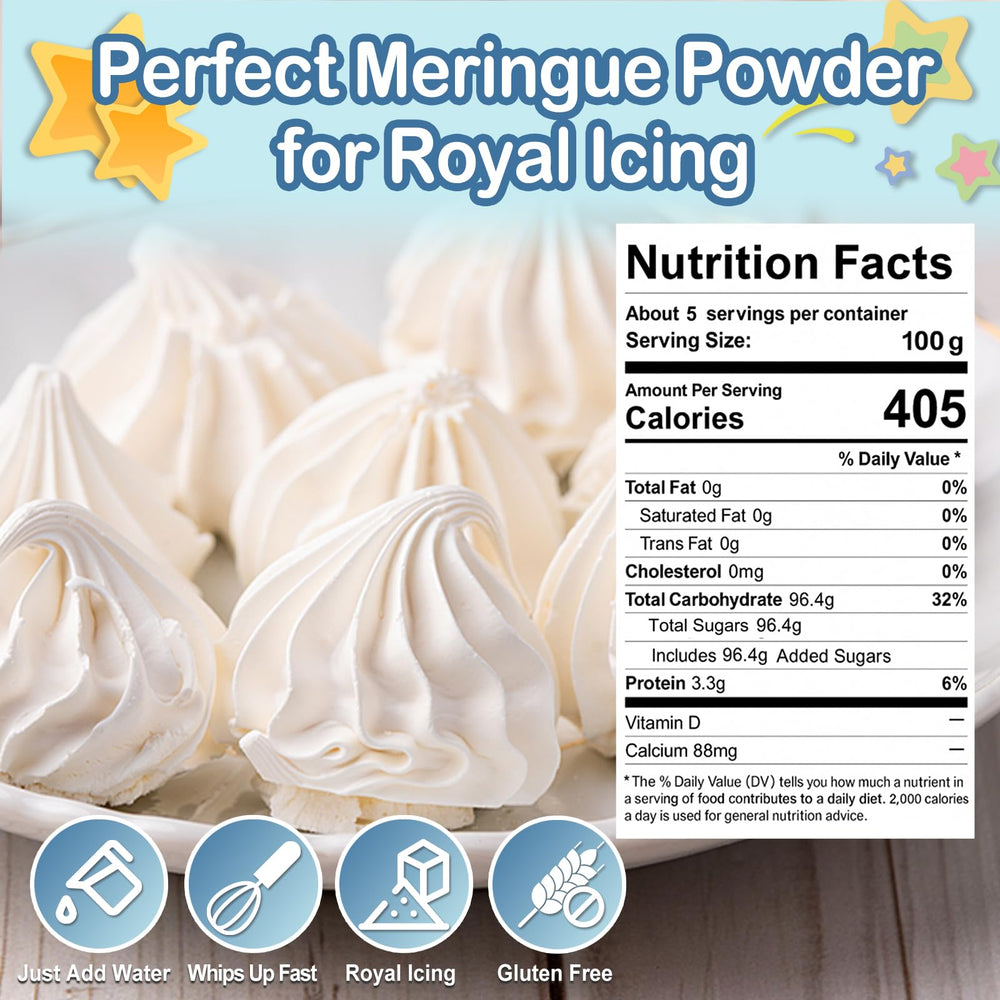 HAVNDRAE Meringue Powder whipped to stiff peaks for stable decorating.