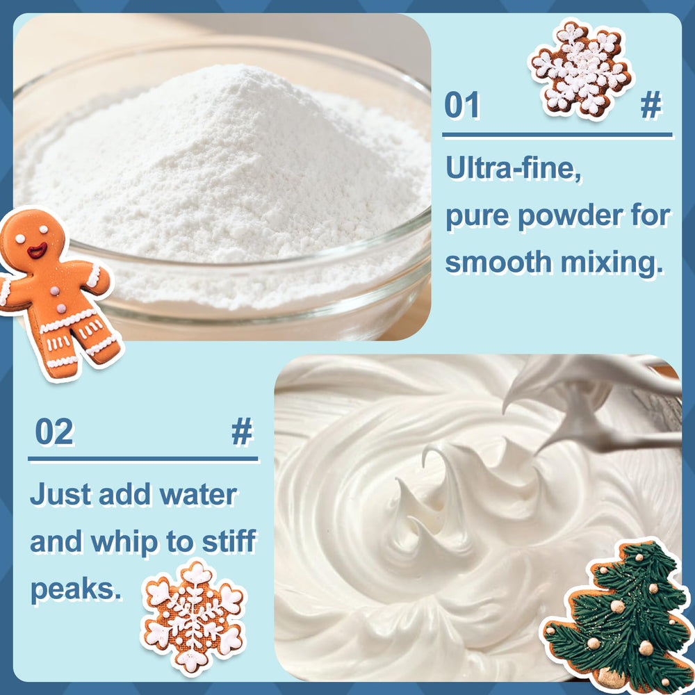 HAVNDRAE Meringue Powder enables royal icing piping with a smooth gloss.