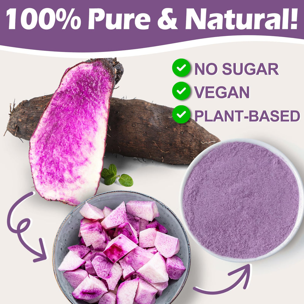 HAVNDRAE ube powder displays a rich purple hue for desserts.