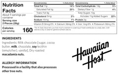 Hawaiian Host Alohamacs milk chocolate 3-pack box close-up.
