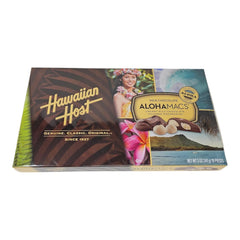 Alohamacs milk chocolate macadamias close-up showing chocolate coating.