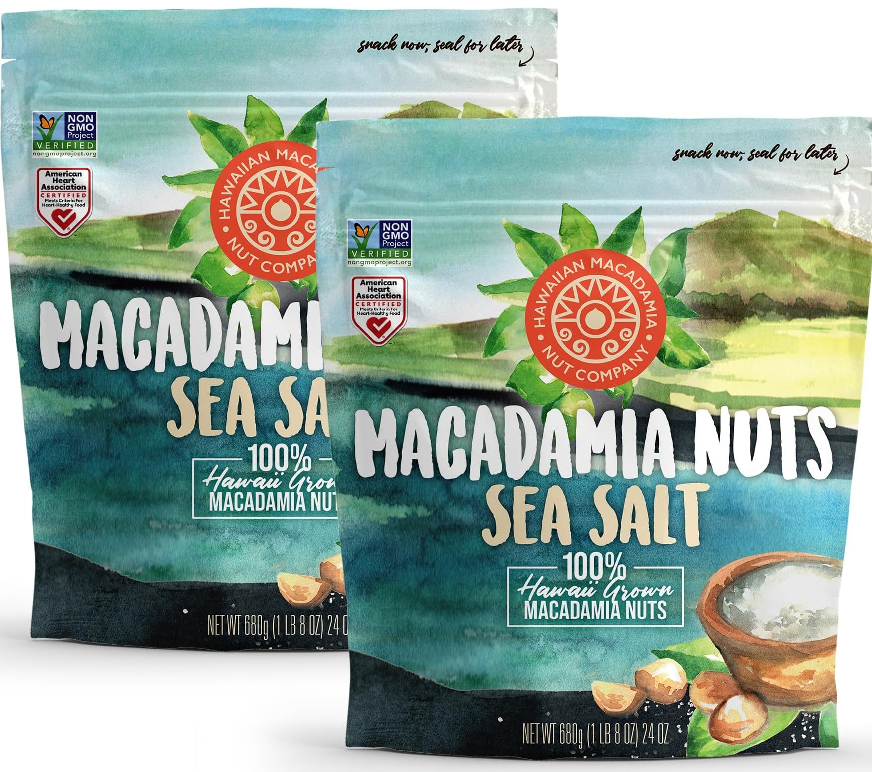 Hawaiian Macadamia Nut Co two-pack 24oz bags ideal for family snacking