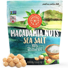 Hawaiian Macadamia Nut Company dry roasted macadamias with sea salt in a resealable bag