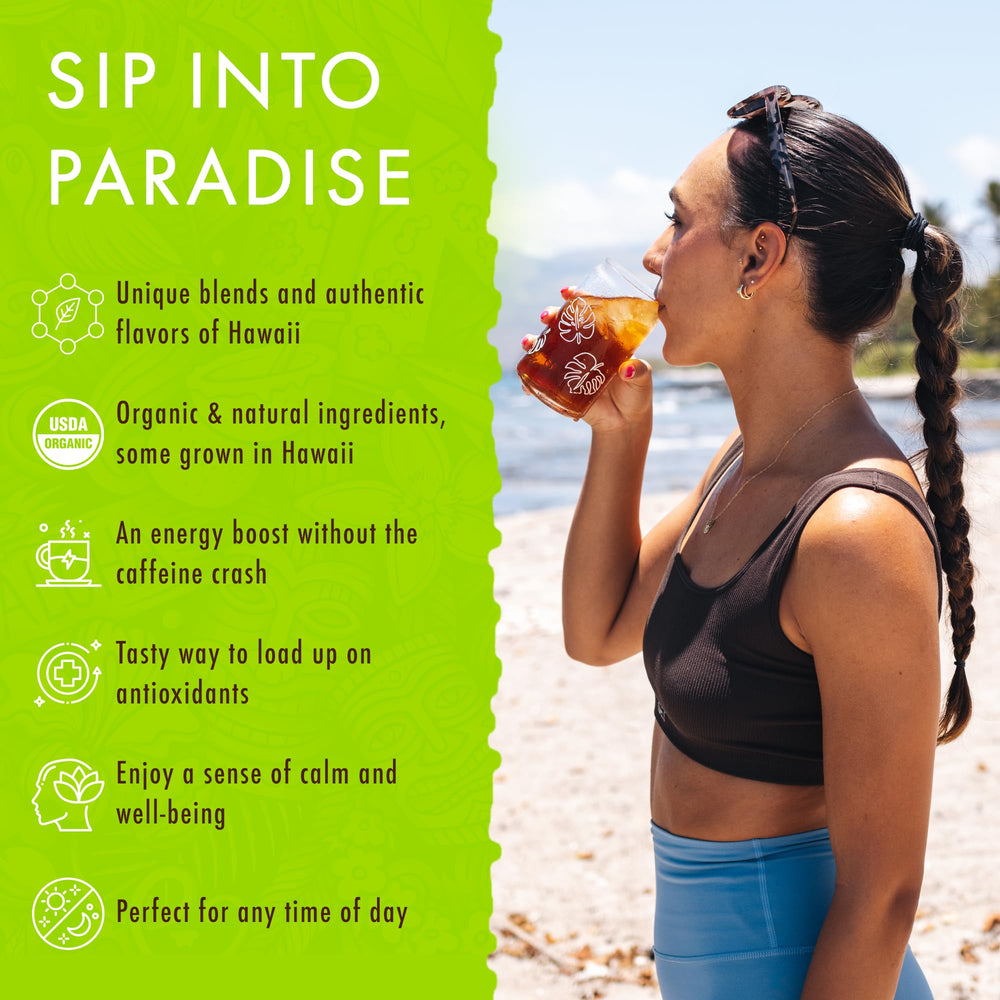 HAWAIIAN NATURAL T·E·A brewed-tea in cup, showcasing balanced flavor and aroma.
