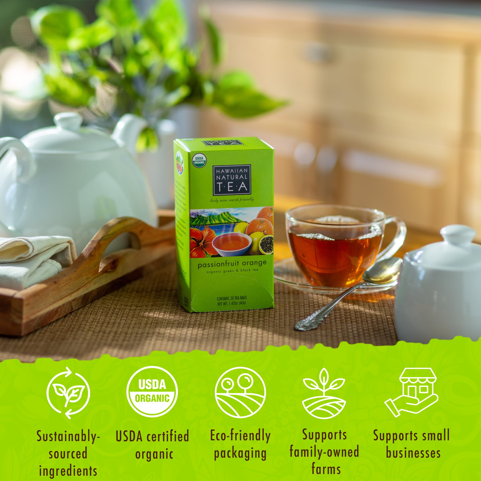 HAWAIIAN NATURAL T·E·A fruit-flavor label emphasizing natural ingredients.