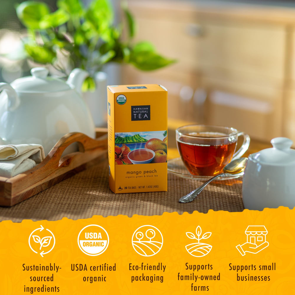 Gift-ready Hawaiian Natural Tea mango peach set for special occasions.
