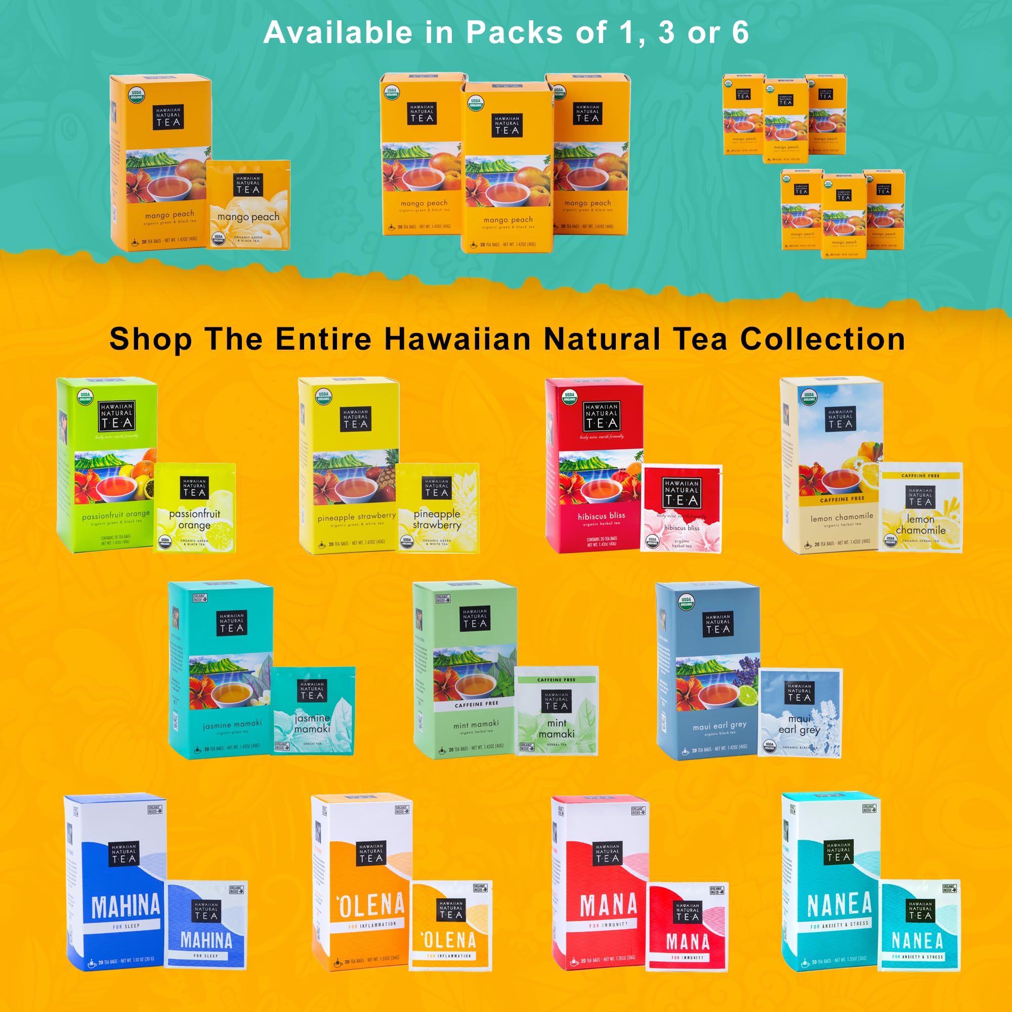 Hawaiian Natural Tea mango peach blends well for a relaxing evening.