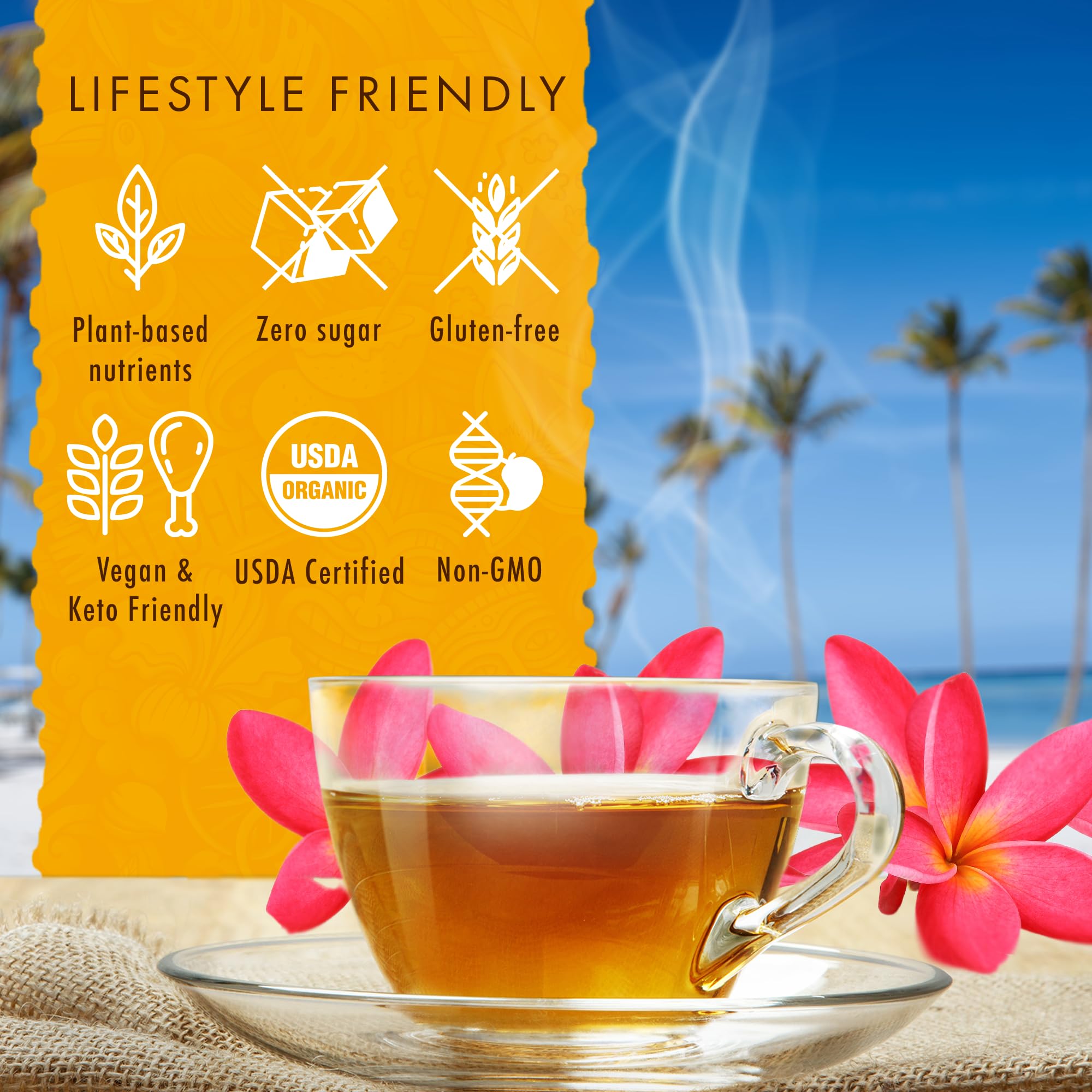 Hawaiian Natural Tea mango peach iced tea ready for sunny days.